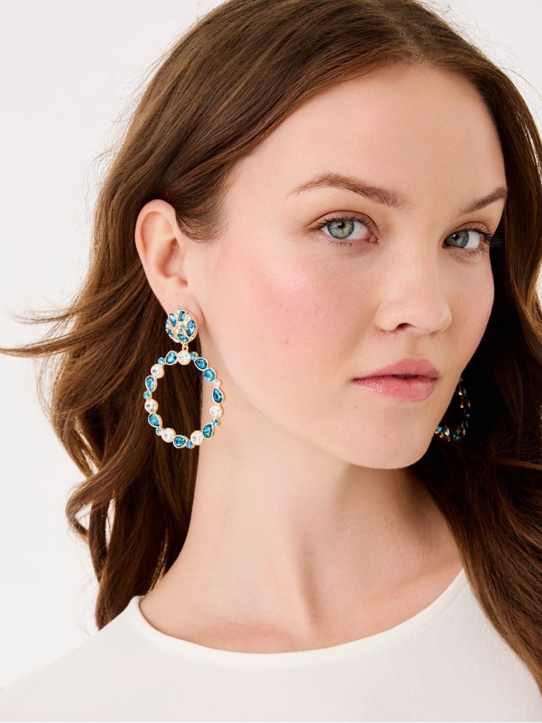 Nwt Lilly Pulitzer Party Punch Hoop Earrings “Bellevue Blue”
